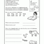 Dictionary 1st Grade Kindergarten Reading Writing Worksheet