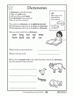 Dictionary 1st Grade Kindergarten Reading Writing Worksheet