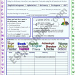 Dictionary Skills ESL Worksheet By Genita