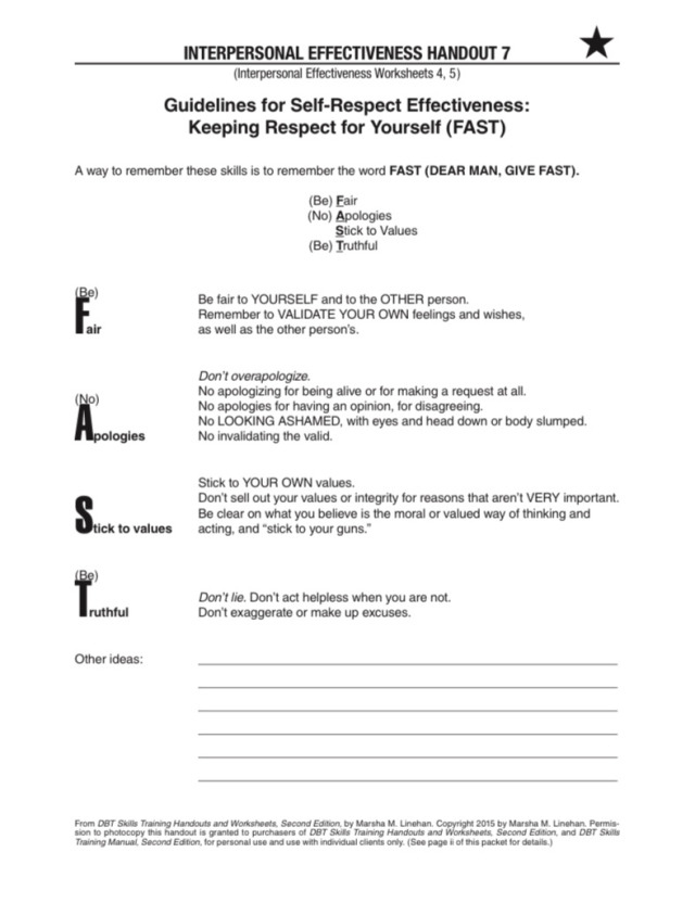 Fast Dbt Handout DBT Worksheets