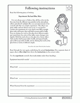 Following Instructions 5th Grade Reading Writing Worksheet 
