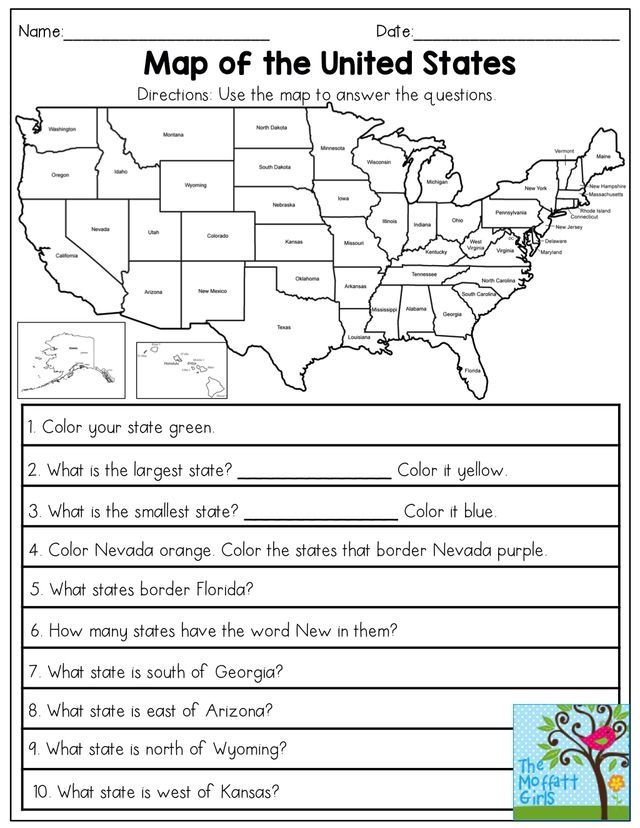 FREE US Map Elementary Worksheet Social Studies Worksheets 3rd Grade 