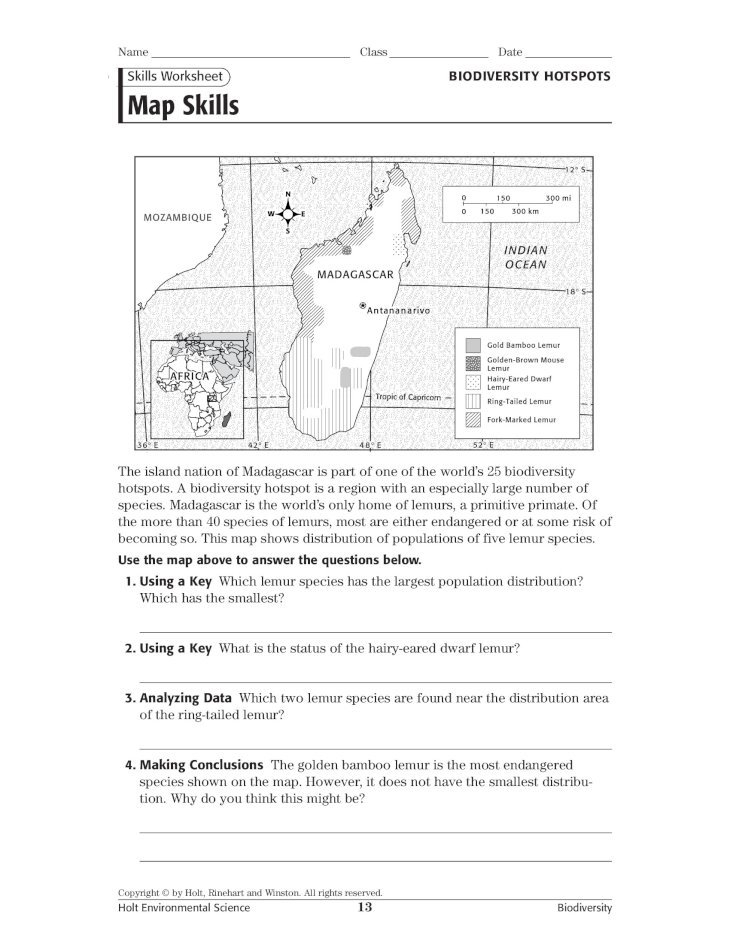 PDF Skills Worksheet BIODIVERSITY HOTSPOTS Map Skills hotspots A