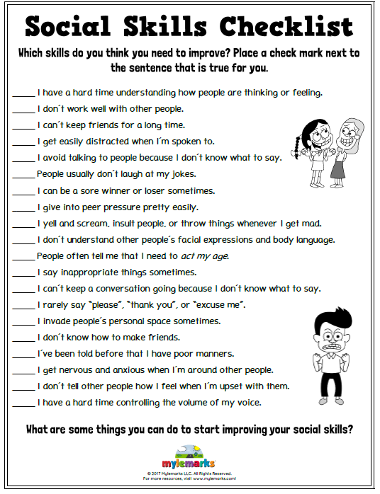 Printable Social Skills Worksheets
