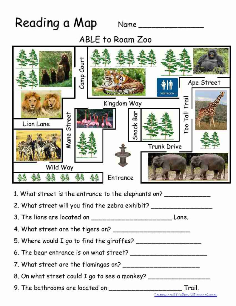 Reading A Map Worksheet