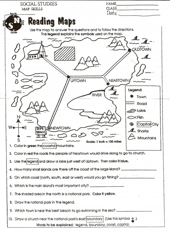 Reading A Map Worksheets 99Worksheets